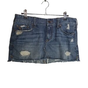 Vtg y2k Abercrombie moose distressed jean Micro mini skirt